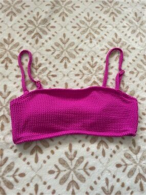 No Boundaries Fuchsia Pink Textured Bandeau Swim Top